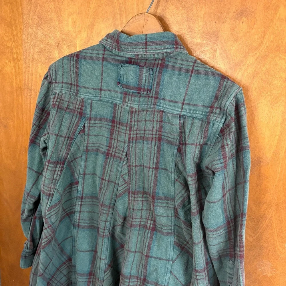 We The Free People Green Plaid Oversized Babydoll Button Up Shirt Shacket Boho - Picture 4 of 15
